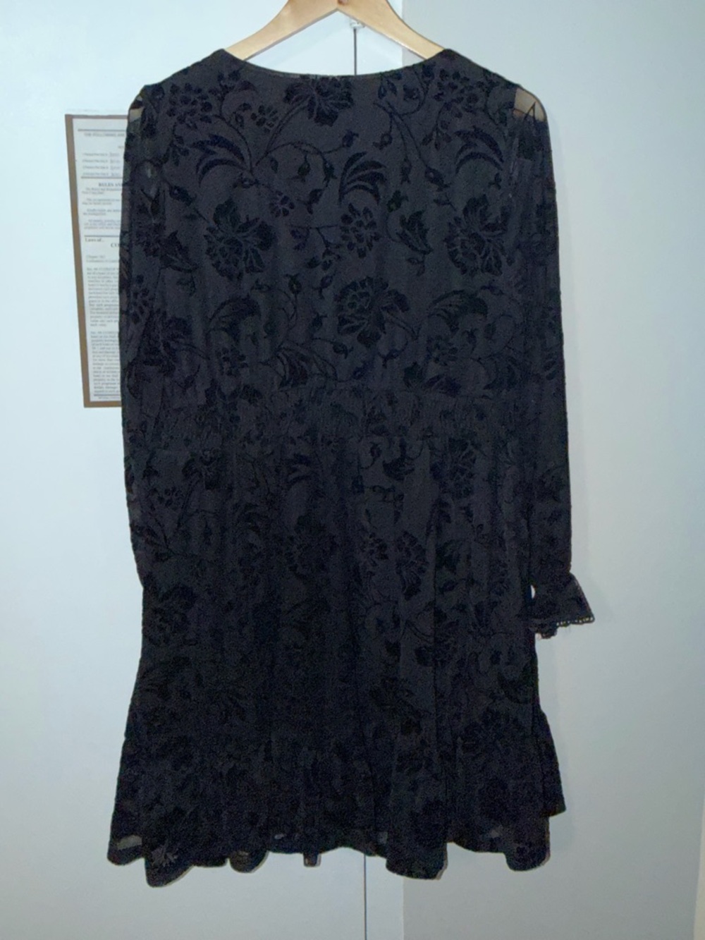 BloomChic Black Floral Burnout Long Sleeve Babydoll Dress - Picture 2 of 3